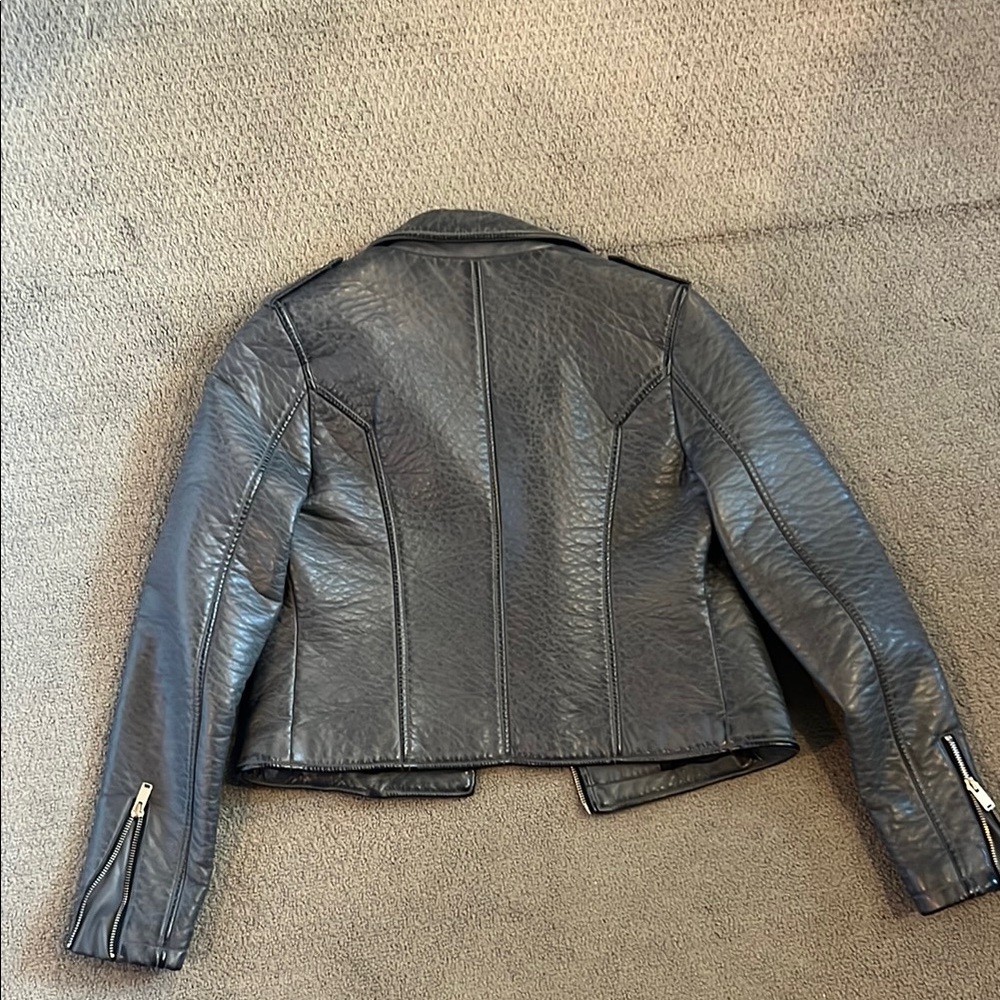 Small Grey Leather Jacket - Picture 3 of 5